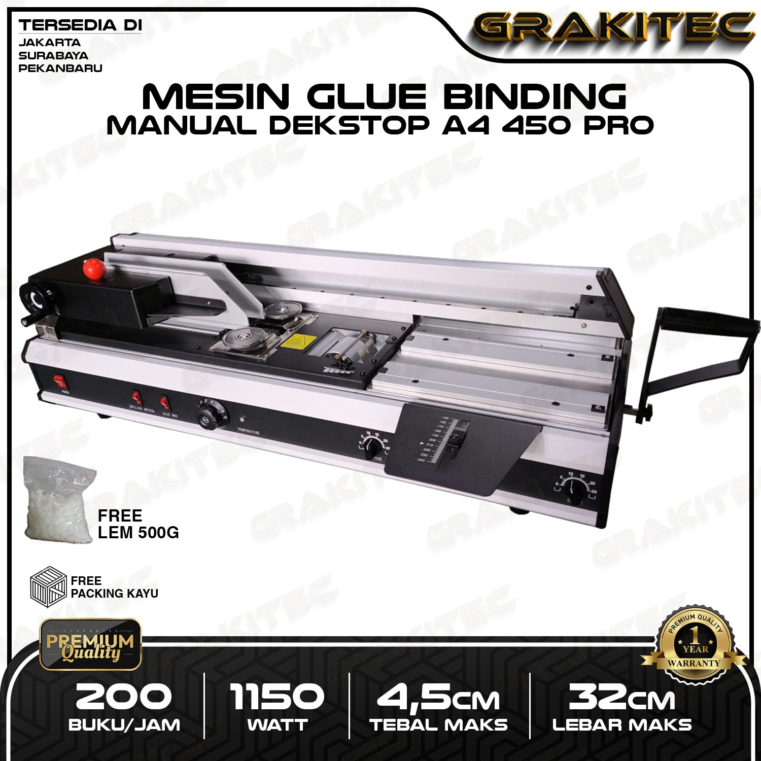 Mesin Jilid buku Bending Manual Dekstop A4 450 PRO Jilid Lem Panas