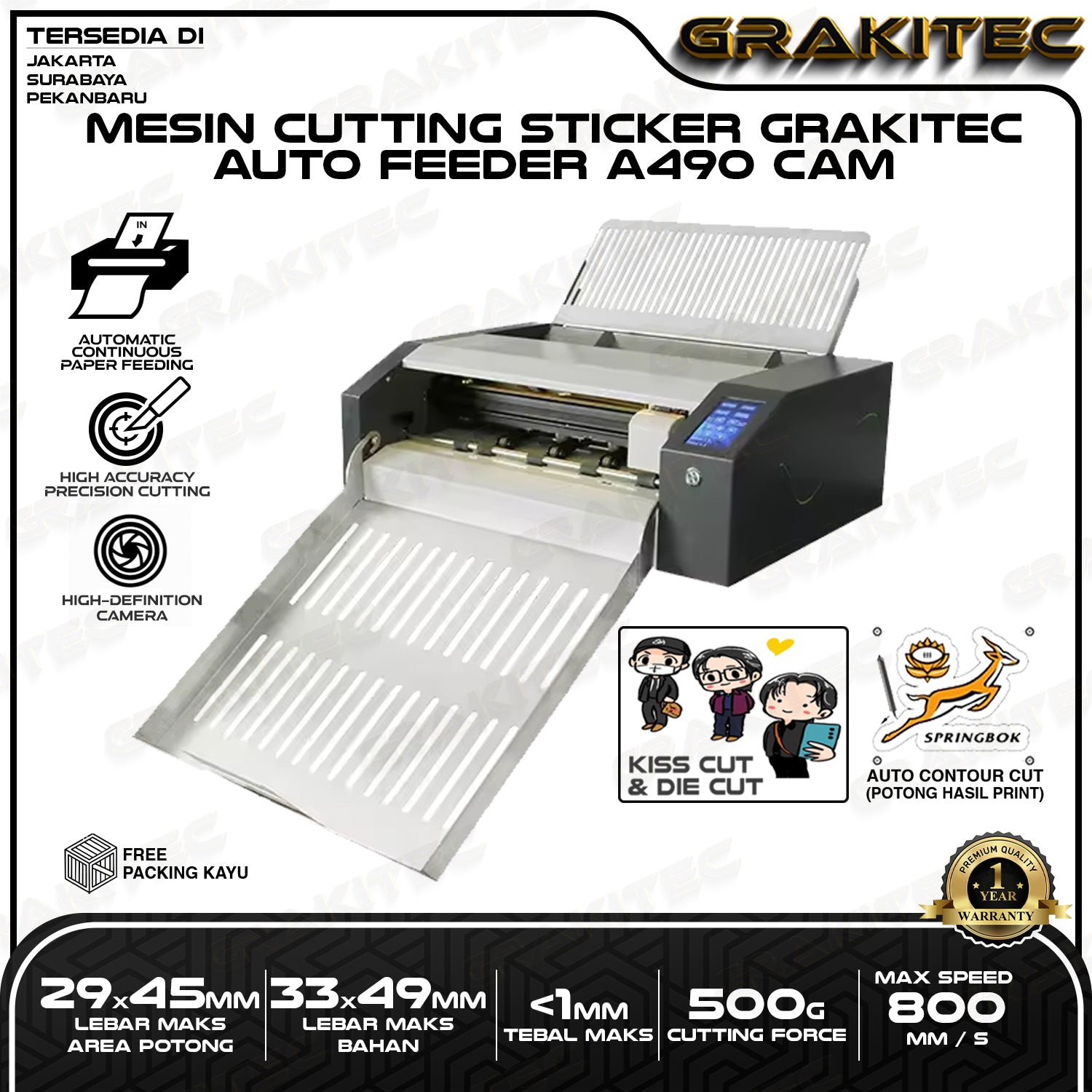 Mesin Cutting Sticker Auto Feeder A490 Camera Auto Contour Cut Grakitec
