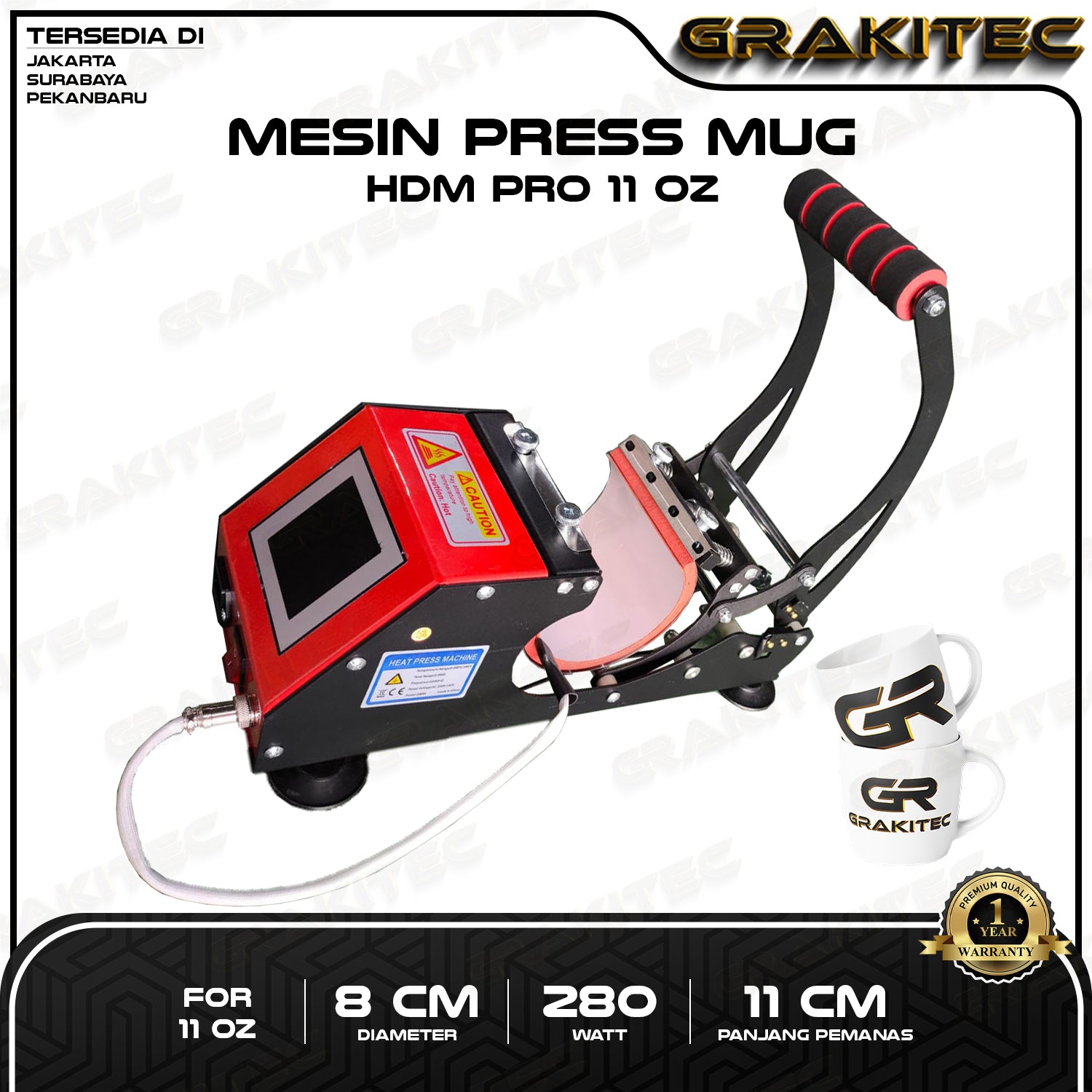 Mesin  Press Tumbler / Mug 11 Oz Gelas - Premium Digital Mug Heat Press Sablon Sublim Grakitec