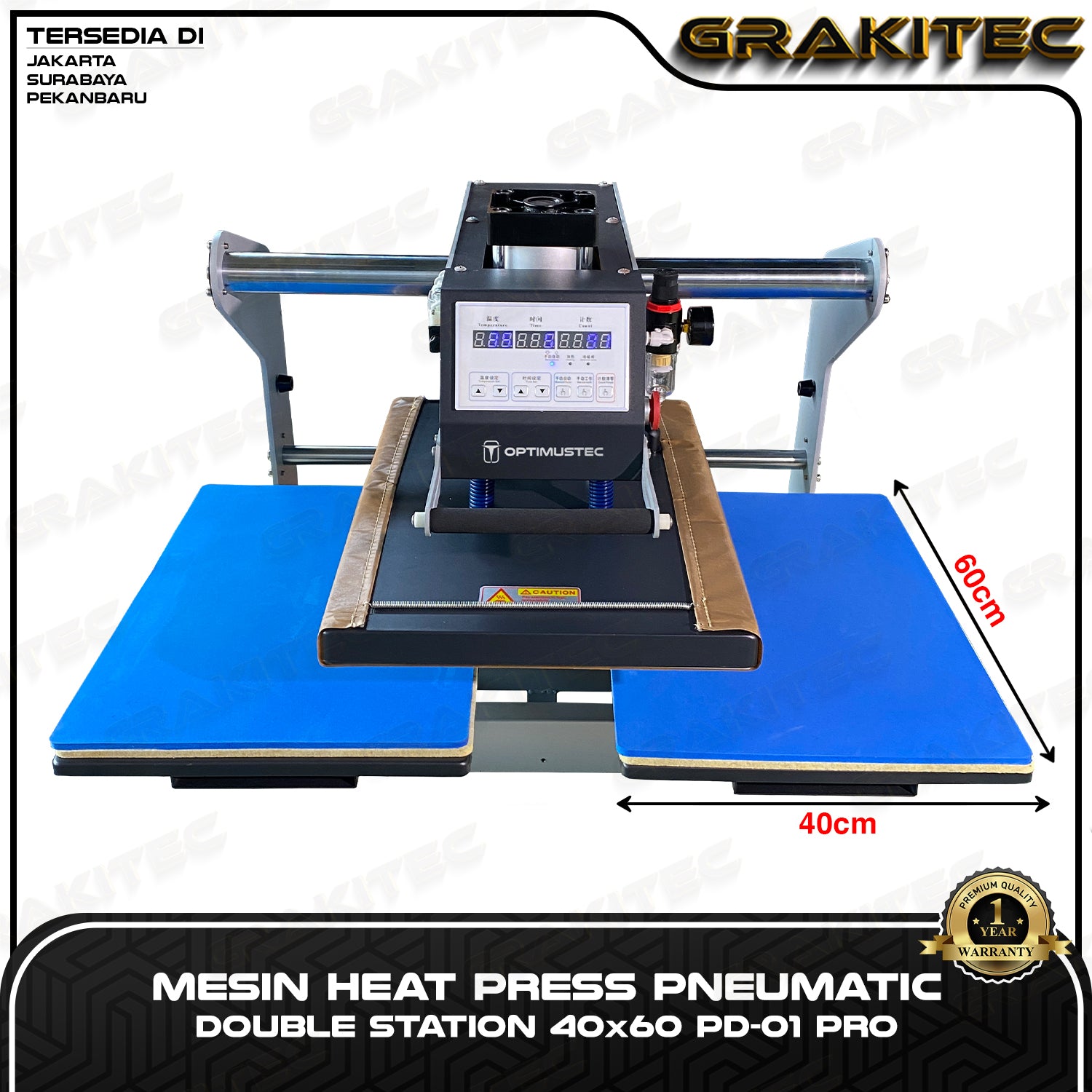 Mesin Press Sablon Kaos 40x60 PD-01 Pro Pneumatic Double Station Digital Premium Heat Pres HIGH PRESSURE (ALAS ALUMINIUM + KARET SILIKON ASLI) Mesin Sablon untuk Kaos,Bag,Puzzle,PlatAluminium,Bantal(DTG,DTF,Polyflex,Sublime,Transfer,Paper,Platisol,Rubber)