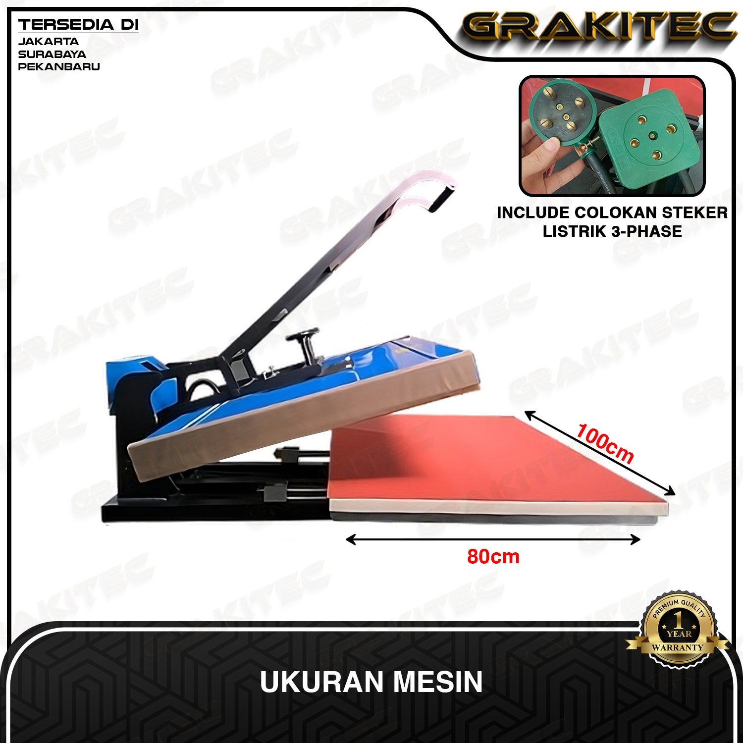 Mesin Press Sablon Kaos FULL JERSEY 80x100 6700 Watt SF-01 - Alat Sablon Full Kaos Jersey, Bag, Puzzle, Plat Aluminium, Bantal