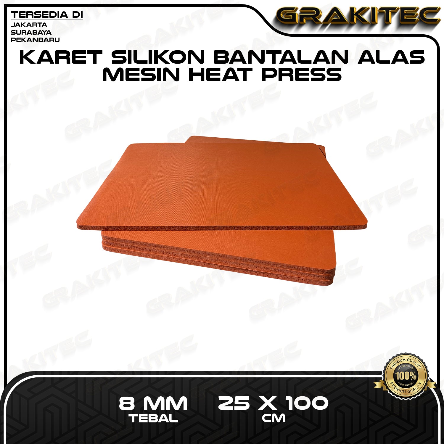 Karet Silikon Mesin Heat Press tebal 8 mm Grade A Ori Premium - Alas Mesin Press Kaos ( Silicon Rubber )