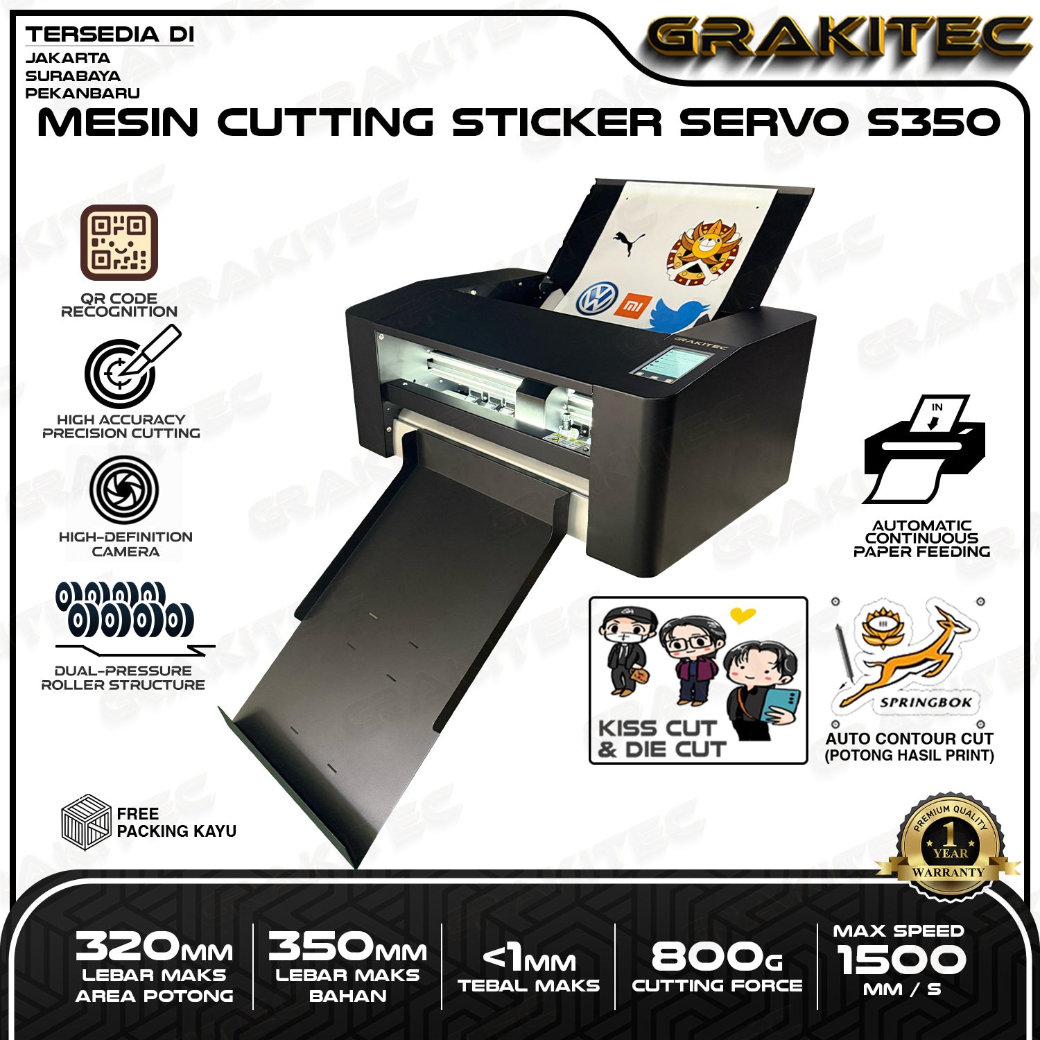 Mesin Cutting Sticker Servo S350 PRO Dual Holder Blade Autocontour High Speed Presisi Grakitec
