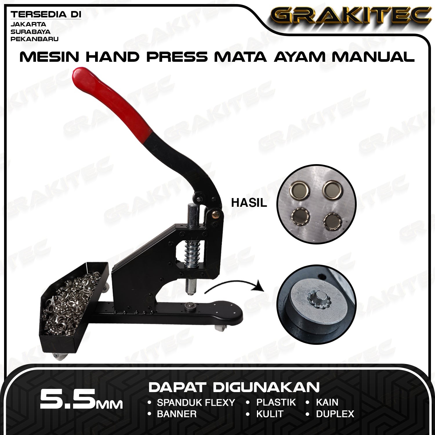 Alat Hand Press 5.5 & 10mm Mata Ayam / Itik / Plong Banner Grakitec