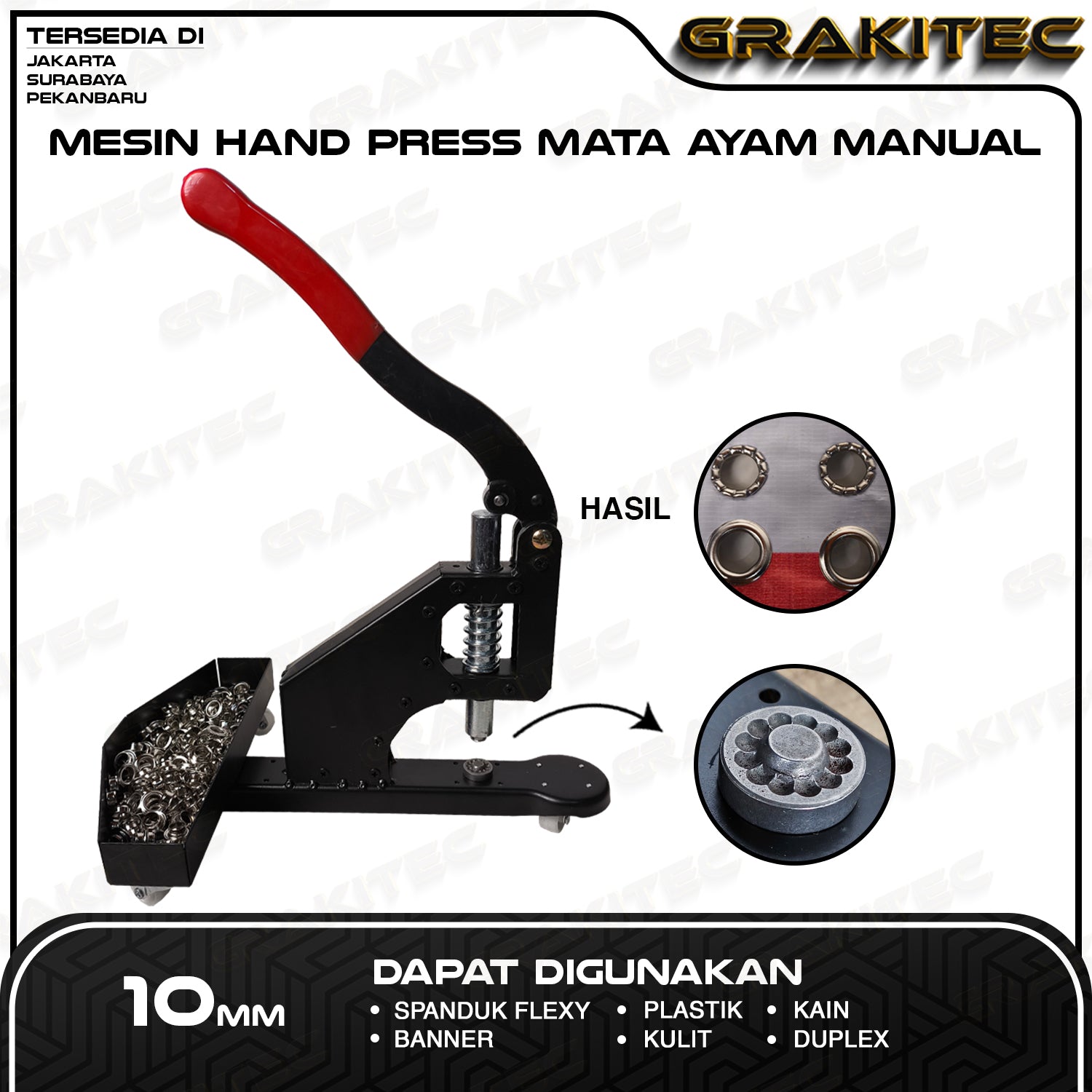 Alat Hand Press 5.5 & 10mm Mata Ayam / Itik / Plong Banner Grakitec