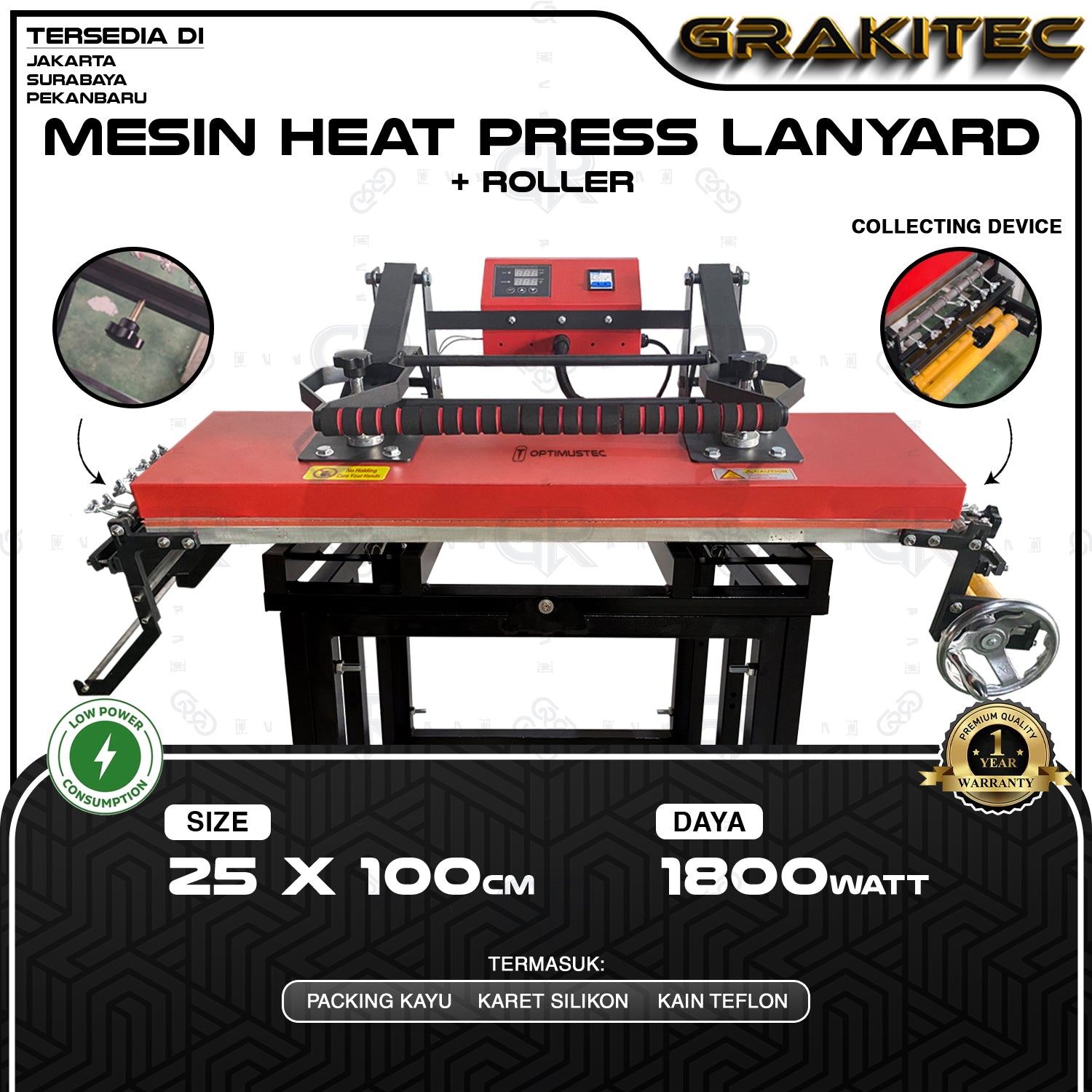 Mesin Press Lanyard + Roller 25x100cm  Double Heater