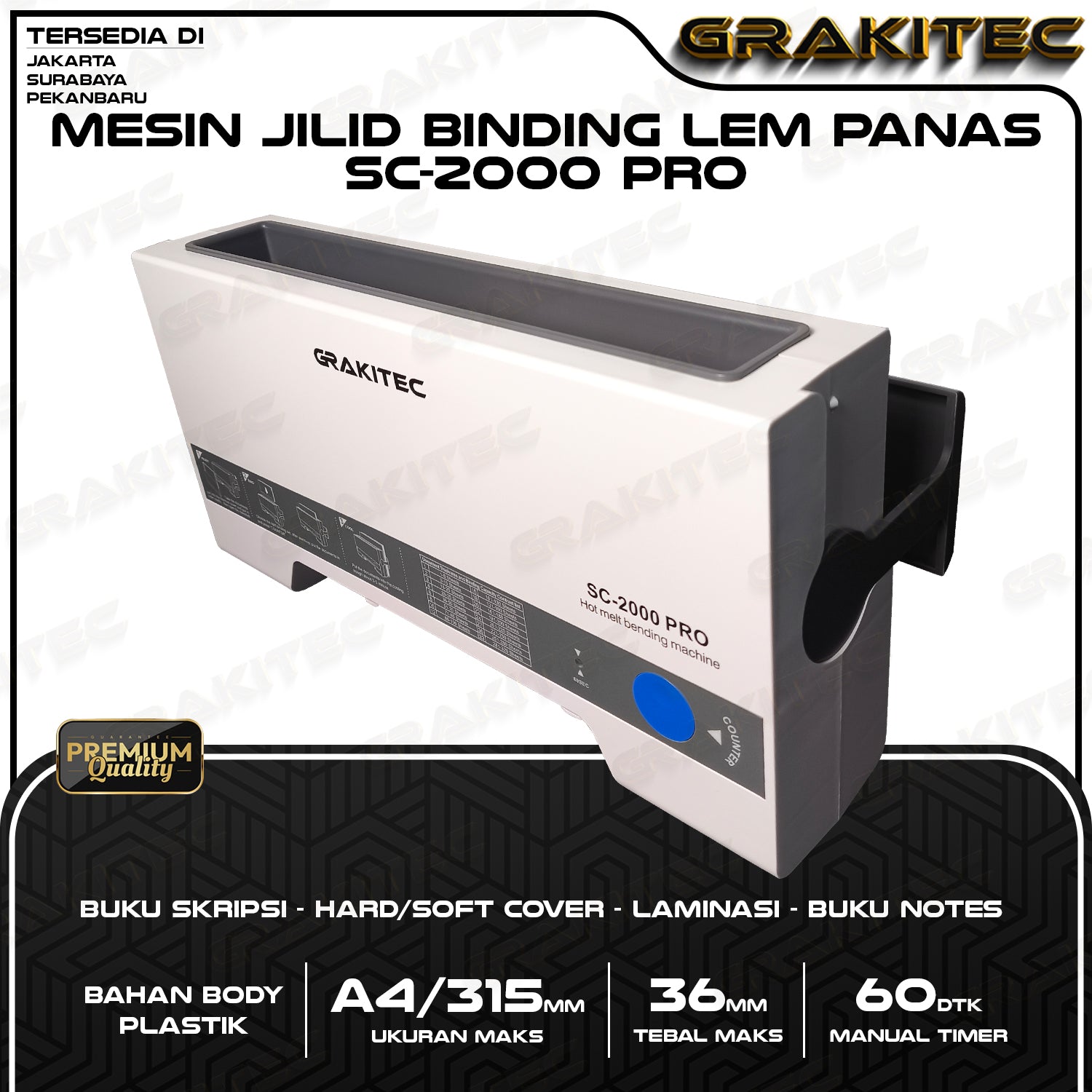 Mesin Jilid Buku Bending SC-2000 A4 Lem Panas Bending Kualitas Premium / Penerbit ( Mesin Binding untuk jilid percetakan) Grakitec