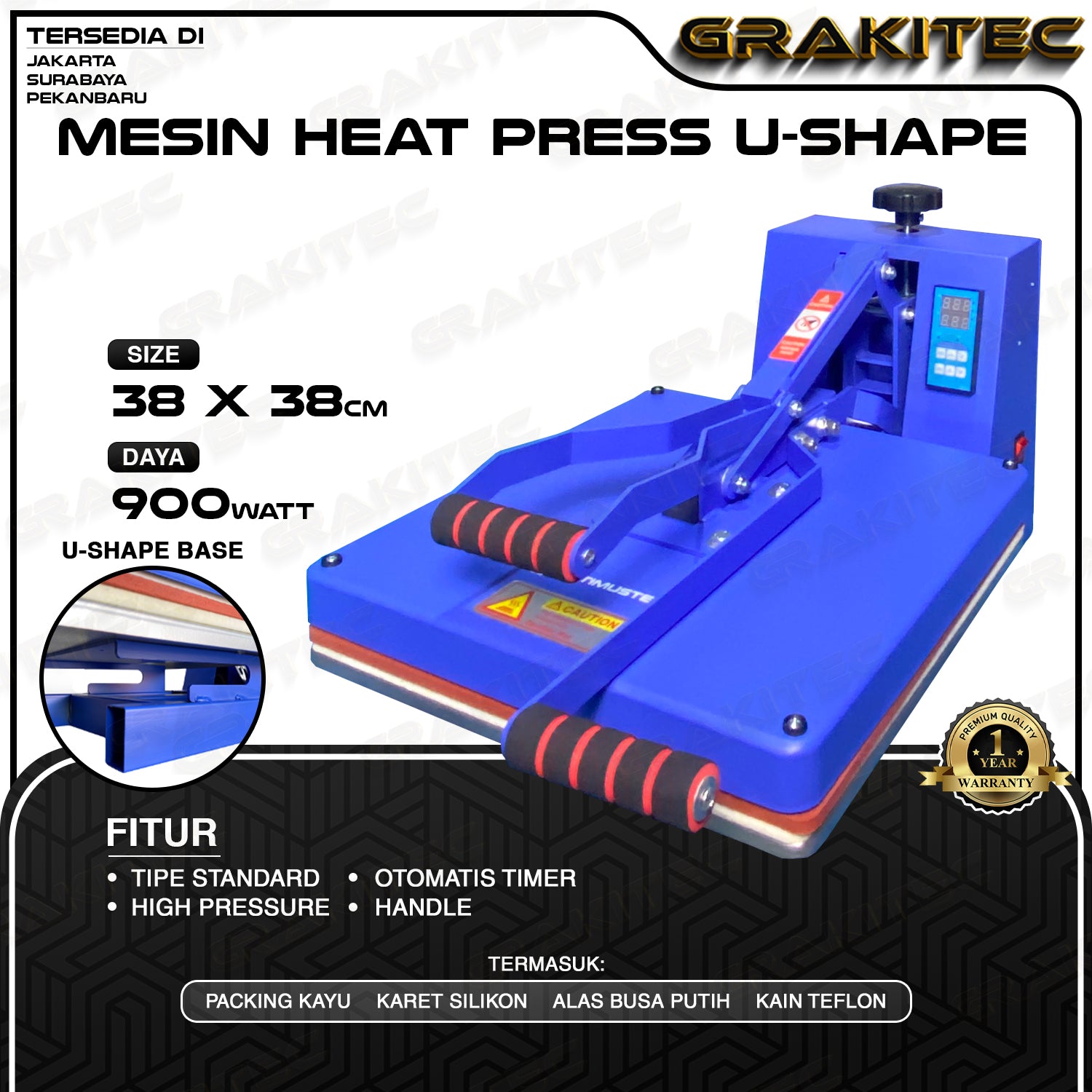 Mesin Press Sablon Kaos 38x38 900 Watt Heat Press HIGH PRESSURE (ALAS ALUMINIUM + KARET SILIKON ASLI) Mesin Sablon untuk Kaos,Bag,Puzzle,PlatAluminium,Bantal(DTG,DTF,Polyflex,Sublime,Transfer,Paper,Platisol,Rubber) all varian