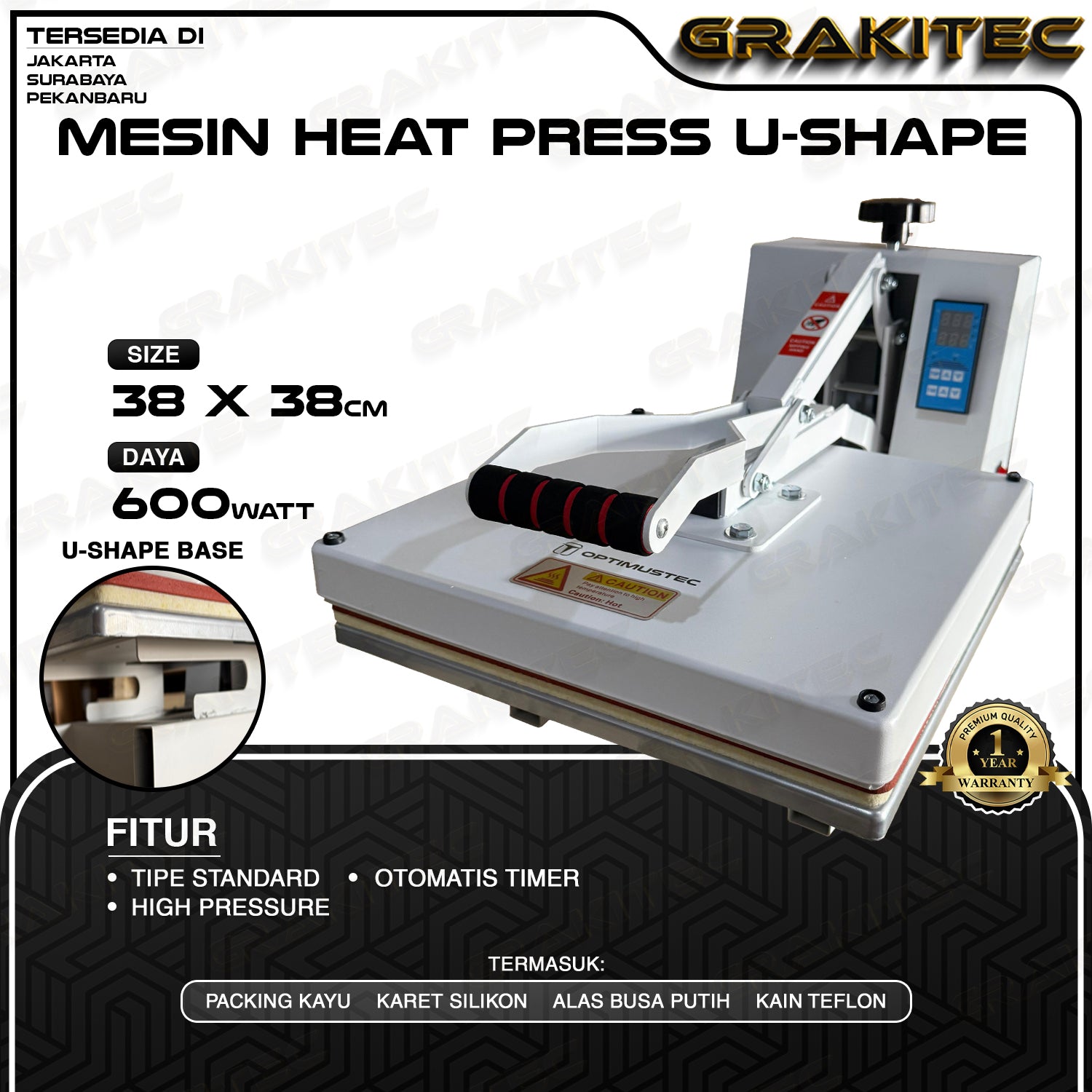 Mesin Press Sablon Kaos 38x38 600 Watt  Heat Press HIGH PRESSURE (ALAS ALUMINIUM + KARET SILIKON ASLI) Mesin Sablon untuk Kaos,Bag,Puzzle,PlatAluminium,Bantal(DTG,DTF,Polyflex,Sublime,Transfer,Paper,Platisol,Rubber) all varian