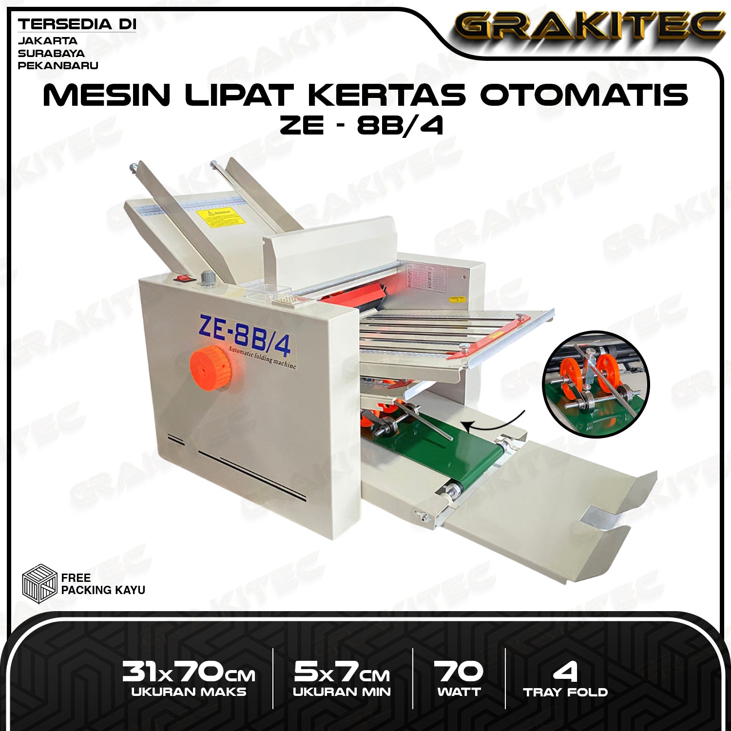 Grakitec Mesin Lipat Kertas Otomotis ZE-8B/4 Automatic Paper Folding Machine