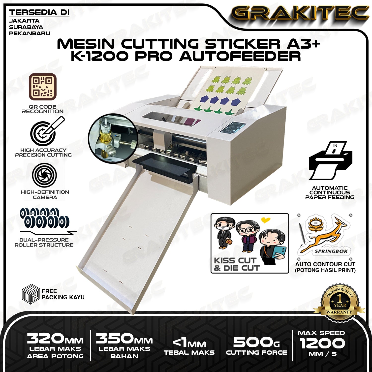 Mesin Cutting Sticker Autofeeder K-1200 PROMAX Two Blade Autofeeder Grakitec