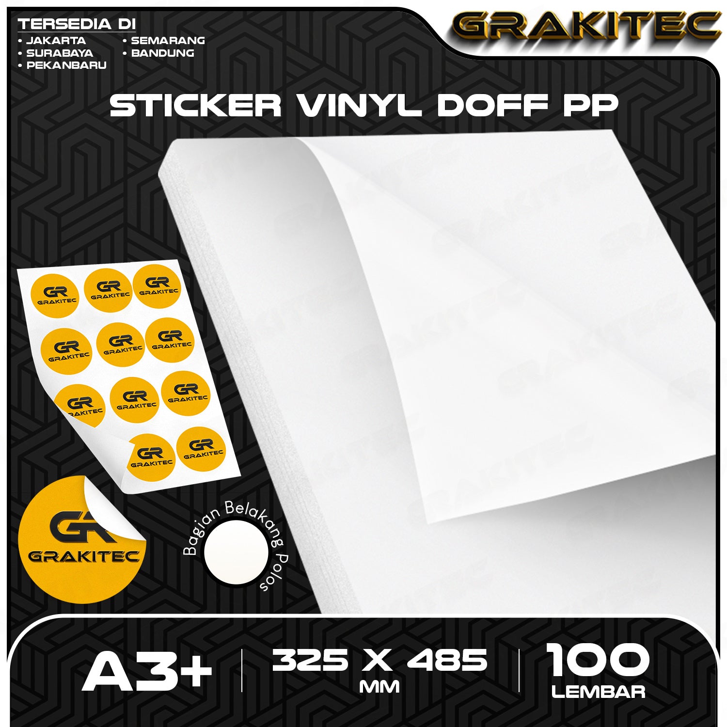 Sticker Vinyl LASERTJET A3+ 100 Lembar Glossy | Matte | Transparant PET | PP | Holo Glitter | Holo Rainbow Digital Print Laser Toner Plastik Vinil Anti Air Tidak Mudah Sobek Grakitec