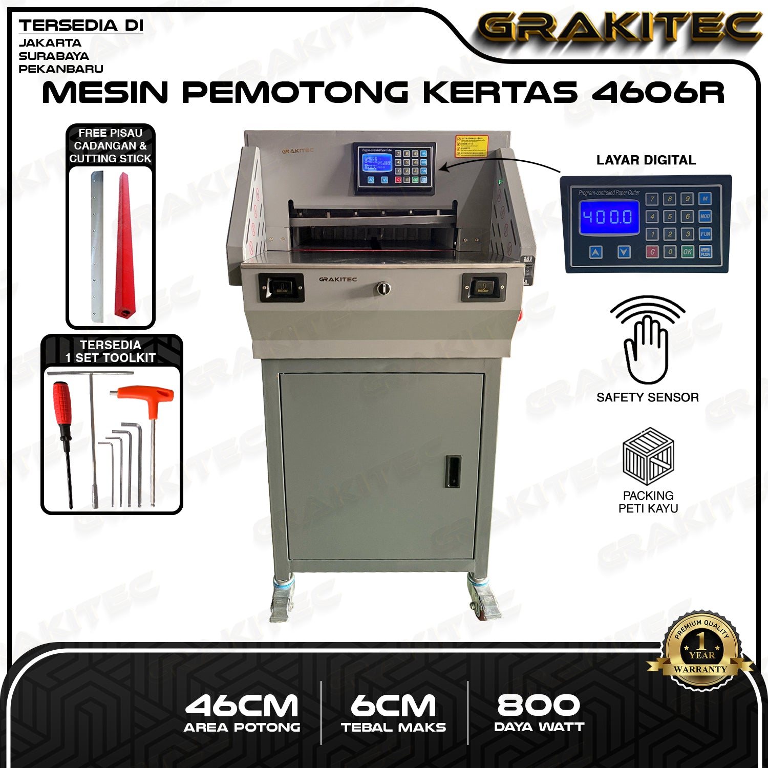 Mesin Pemotong Kertas Digital 4606 Grakitec Electric Paper Cutting Machine