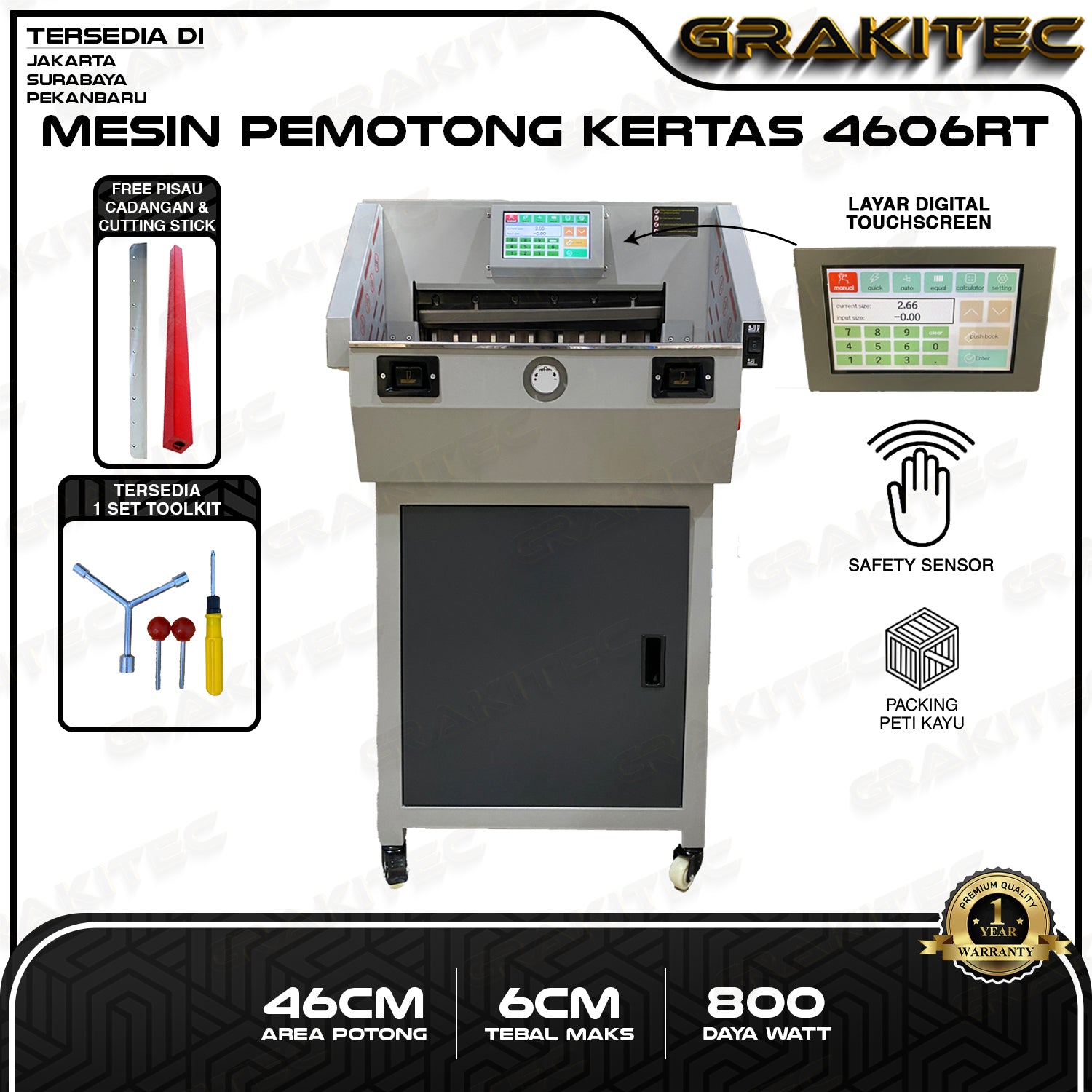 Mesin Pemotong Kertas Digital 4606 Grakitec Electric Paper Cutting Machine