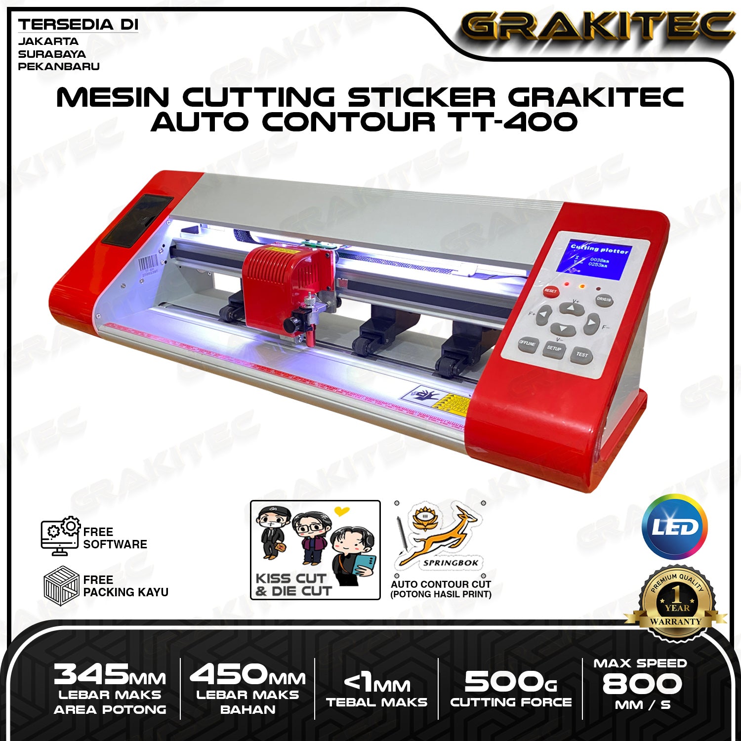 Mesin Cutting Sticker TT-400 A3+ Auto Contour Cut Grakitec