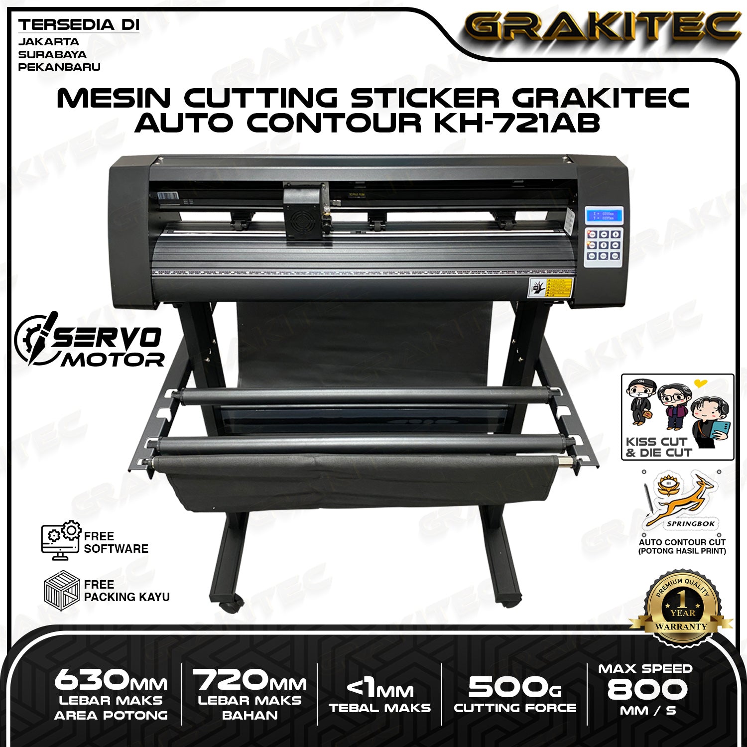 Mesin Cutting Sticker KH-721AB Auto Contour Cut + Bracket Standing Grakitec