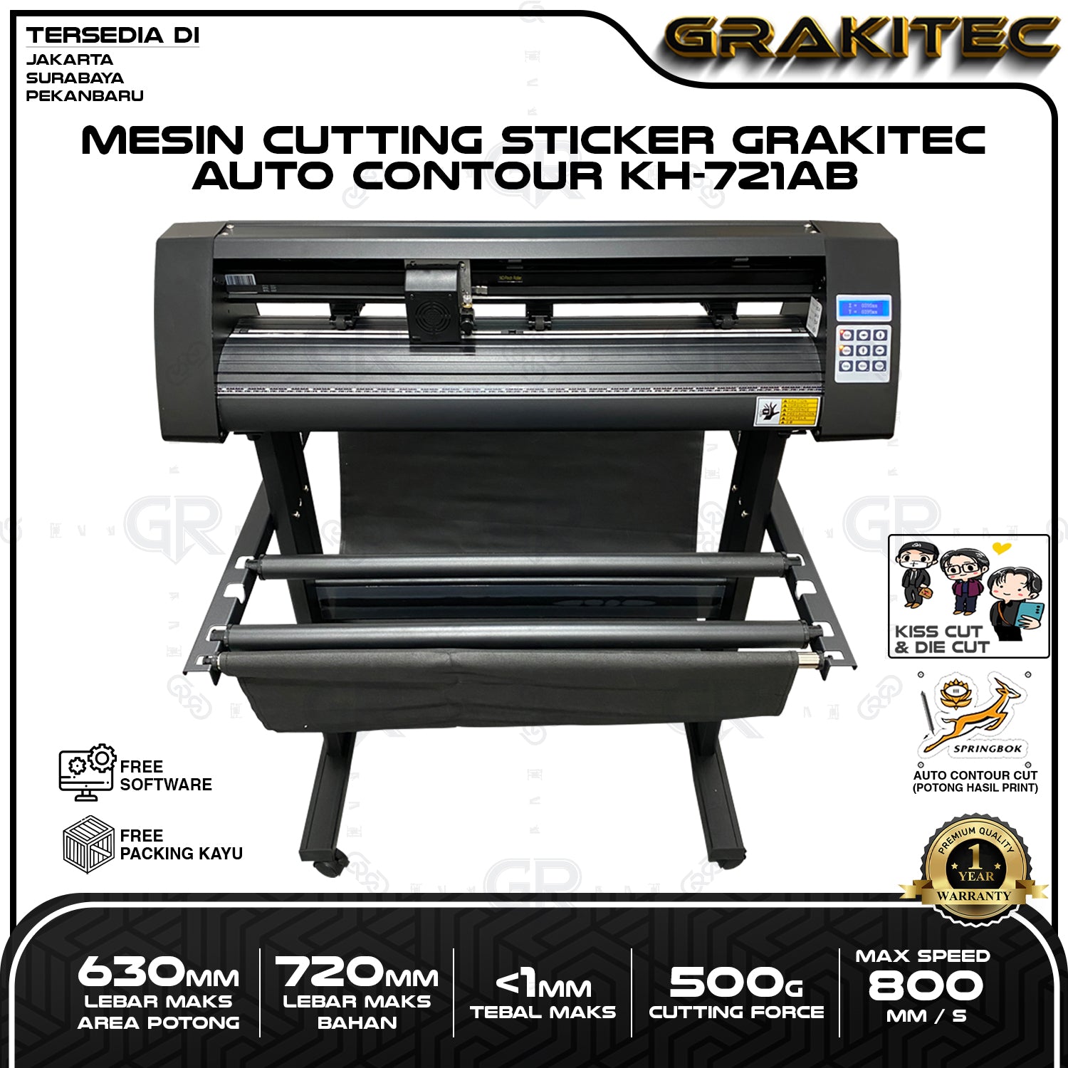 Mesin Cutting Sticker KH-721AB Auto Contour Cut + Bracket Standing Grakitec