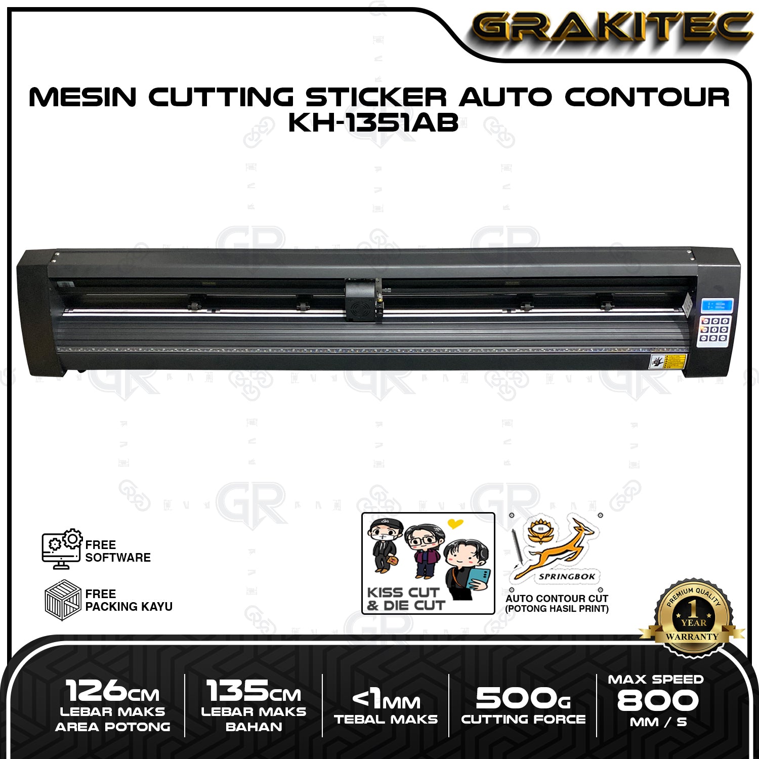 Mesin Cutting Sticker KH-1351AB Pro Auto Contour Cut + Bracket Standing Grakitec