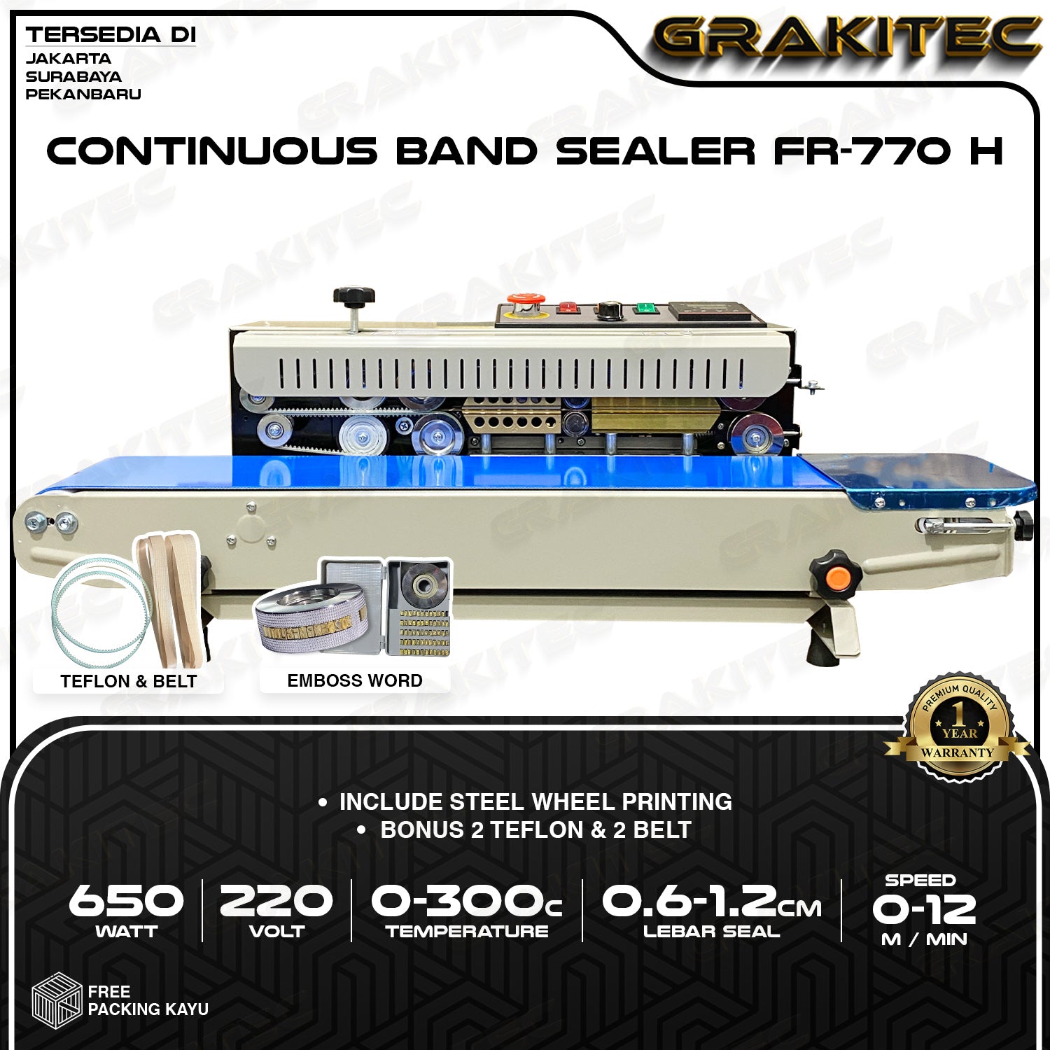 Continuous Band Sealer FR-900/770/400 Mini Vertikal Horizontal Mesin Segel Plastik / Aluminium Foil / Spanduk Banner Grakitec