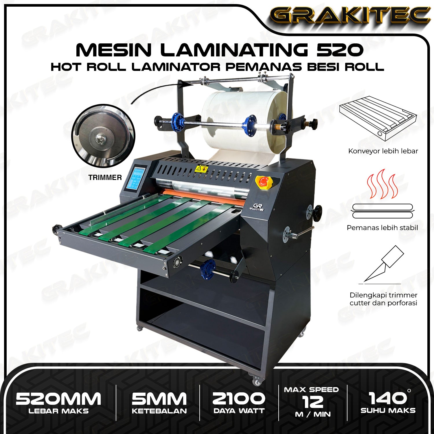 Mesin Laminasi Roll 390 & 520 || Hot Laminator / Laminating Thermal Grakitec