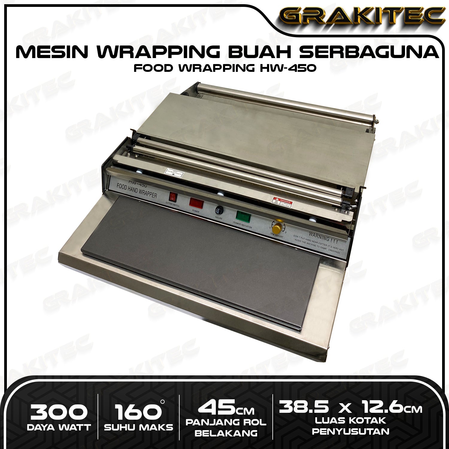HW-450 Mesin Wrapping Buah Serbaguna Hand Food Wrapping GRAKITEC