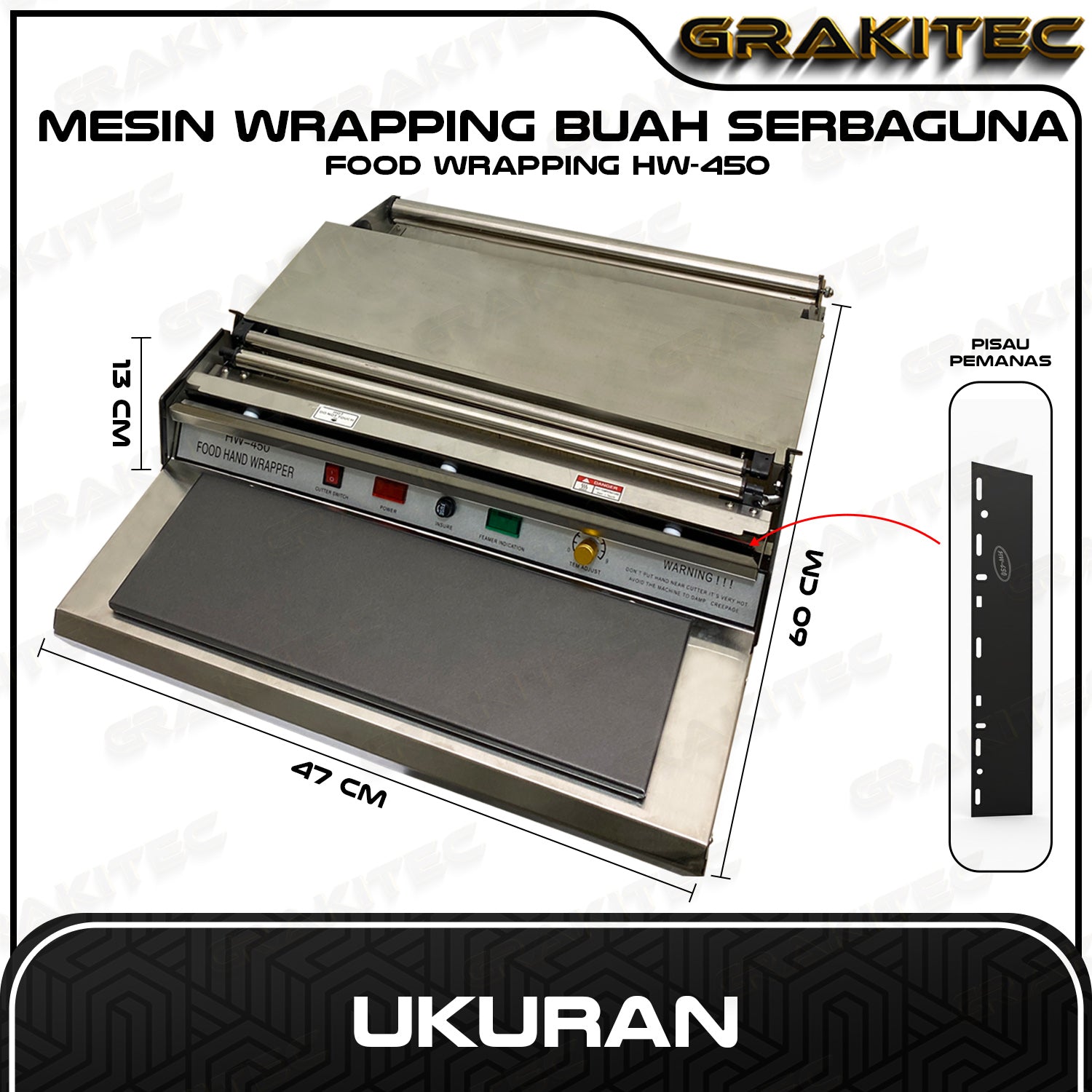 HW-450 Mesin Wrapping Buah Serbaguna Hand Food Wrapping GRAKITEC