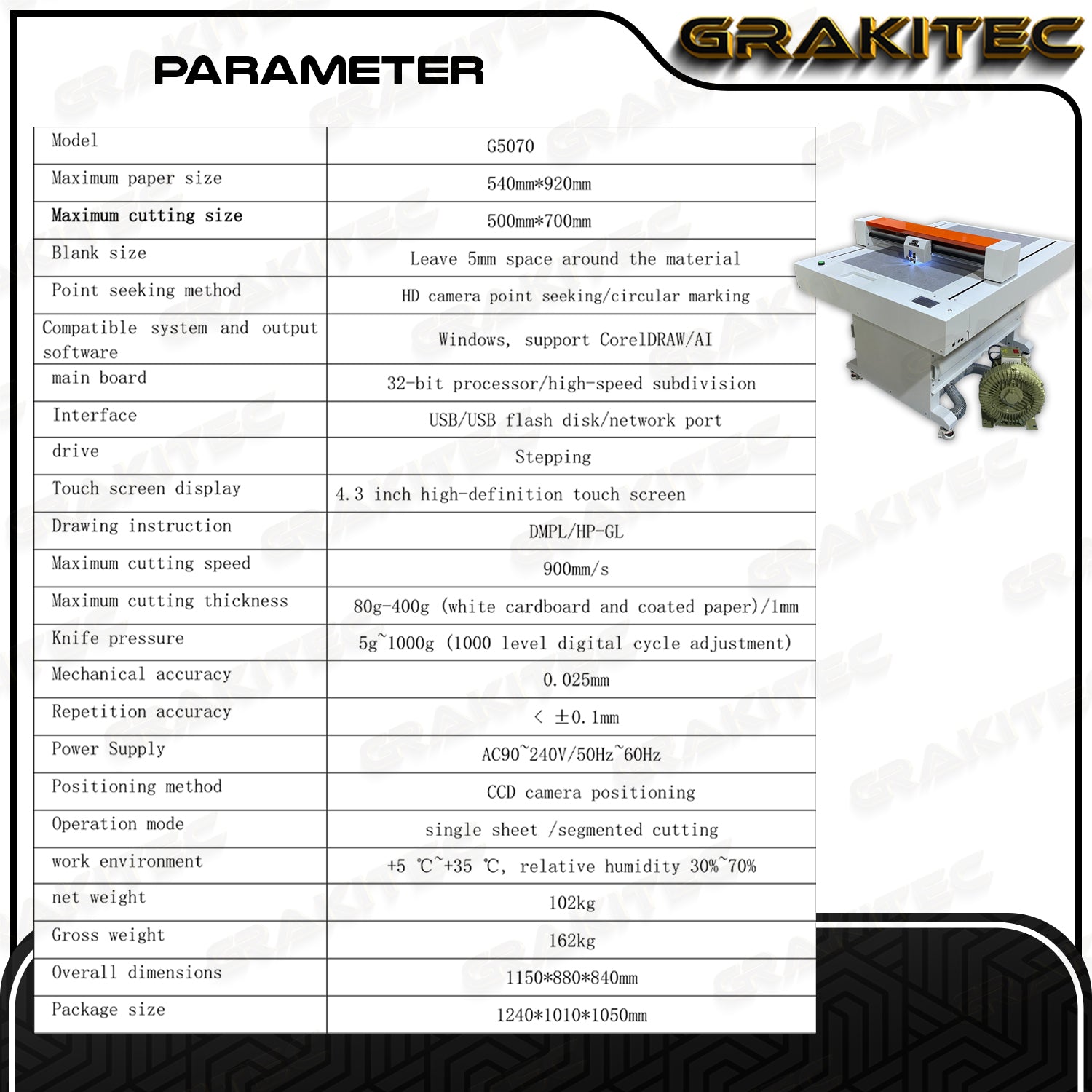 2in1 G5070 | G3550 Mesin Cutting Sticker Flatbed Double Holder Cutting & Creasing Grakitec