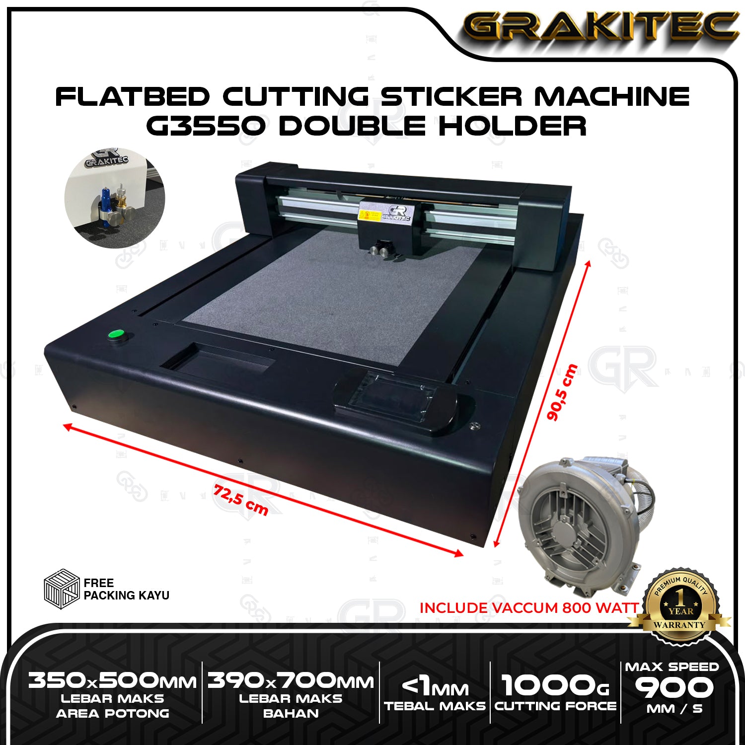 2in1 G5070 | G3550 Mesin Cutting Sticker Flatbed Double Holder Cutting & Creasing Grakitec