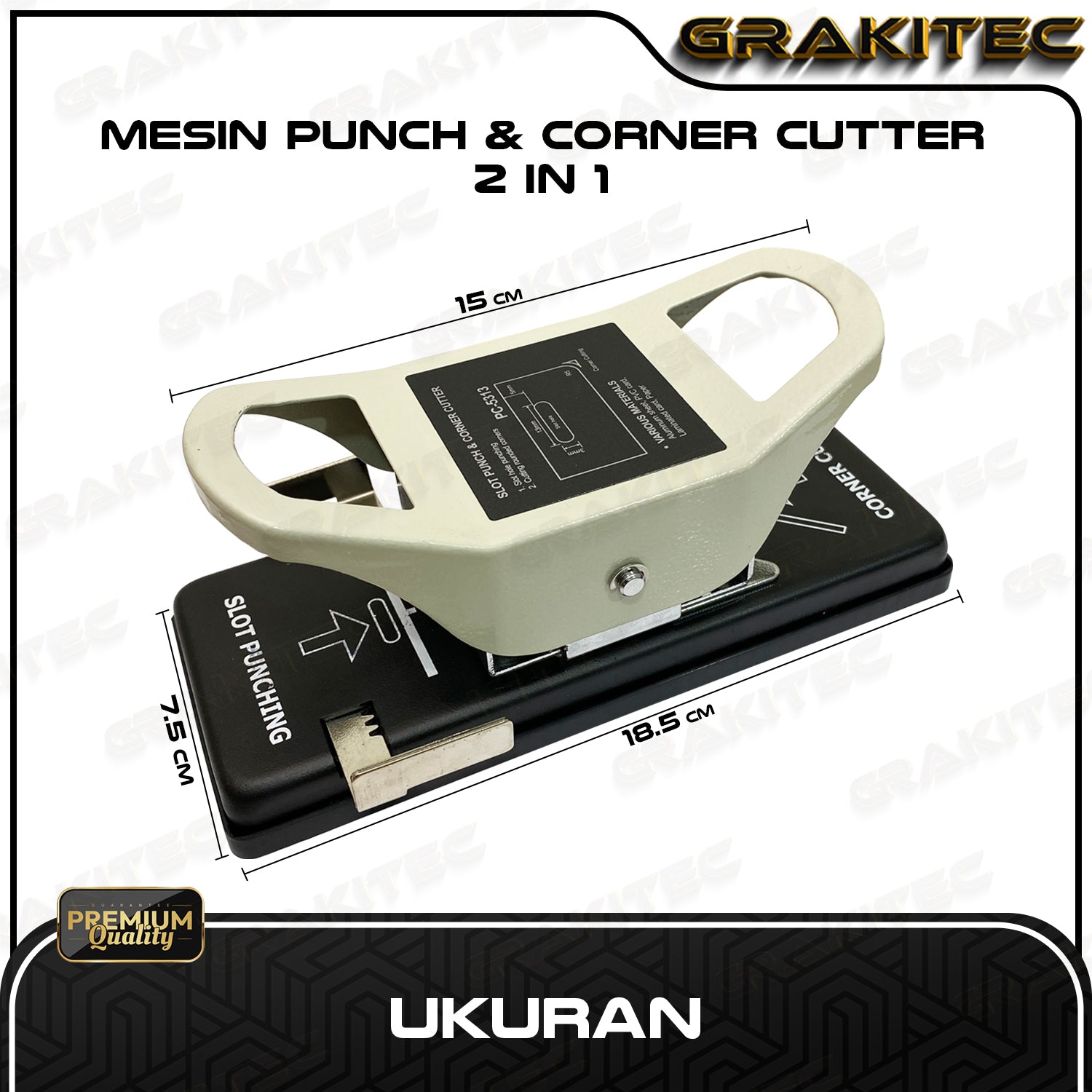 Alat Puncher 2in1 sudut dan oblong 5313 plong pelubang PVC ID Card, Kertas, Foto Grakitec