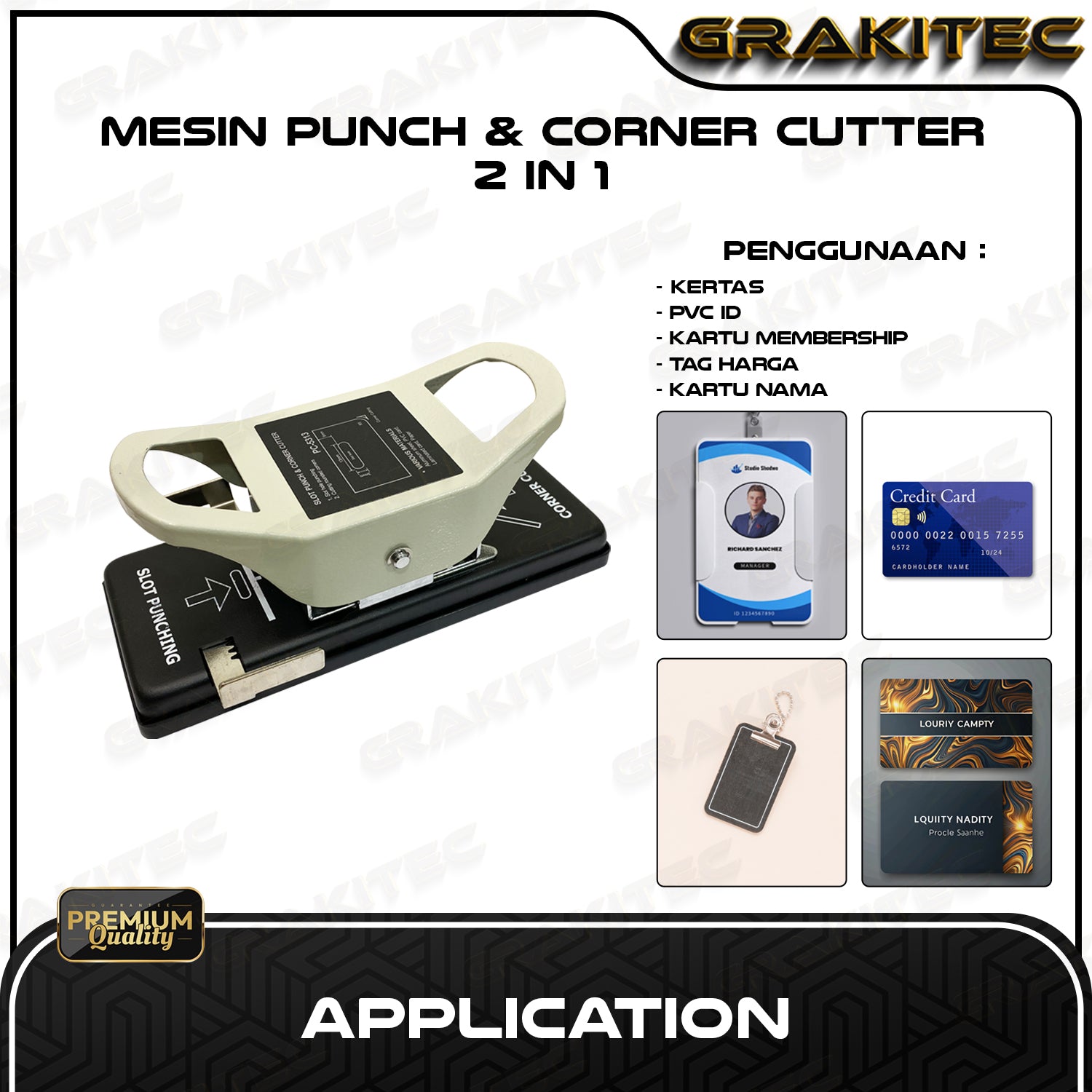 Alat Puncher 2in1 sudut dan oblong 5313 plong pelubang PVC ID Card, Kertas, Foto Grakitec