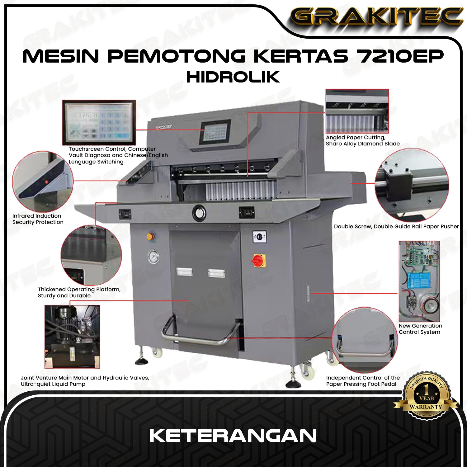 Mesin Pemotong Kertas 7210EP Hydraulic / Hidrolis