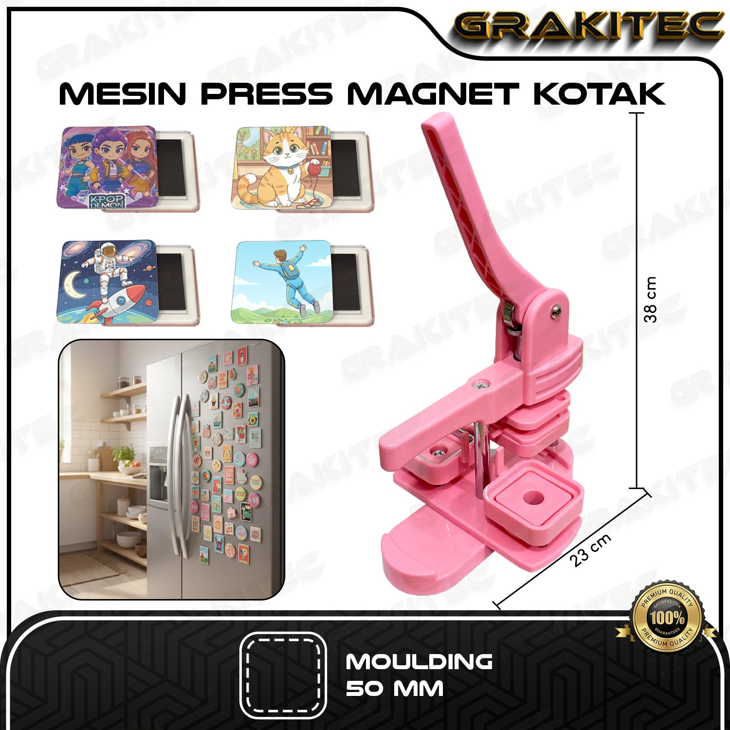 Alat Press Magnet Kotak / Square moulding 50x50mm Grakitec