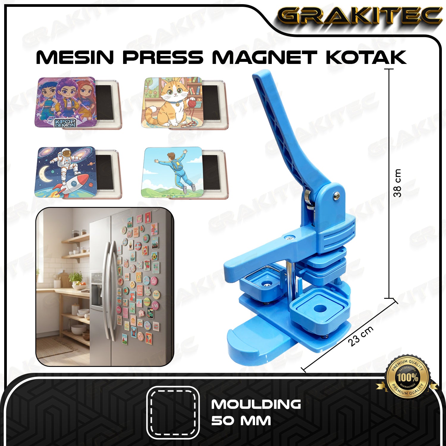 Alat Press Magnet Kotak / Square moulding 50x50mm Grakitec