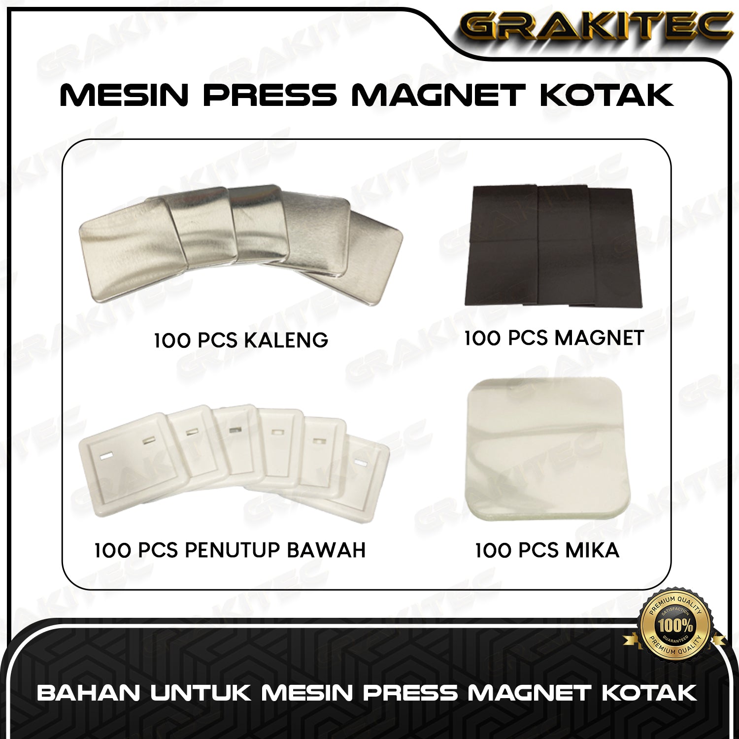 Bahan Pin Magnet Kotak / Square Souvenir 50x50 mm Grakitec