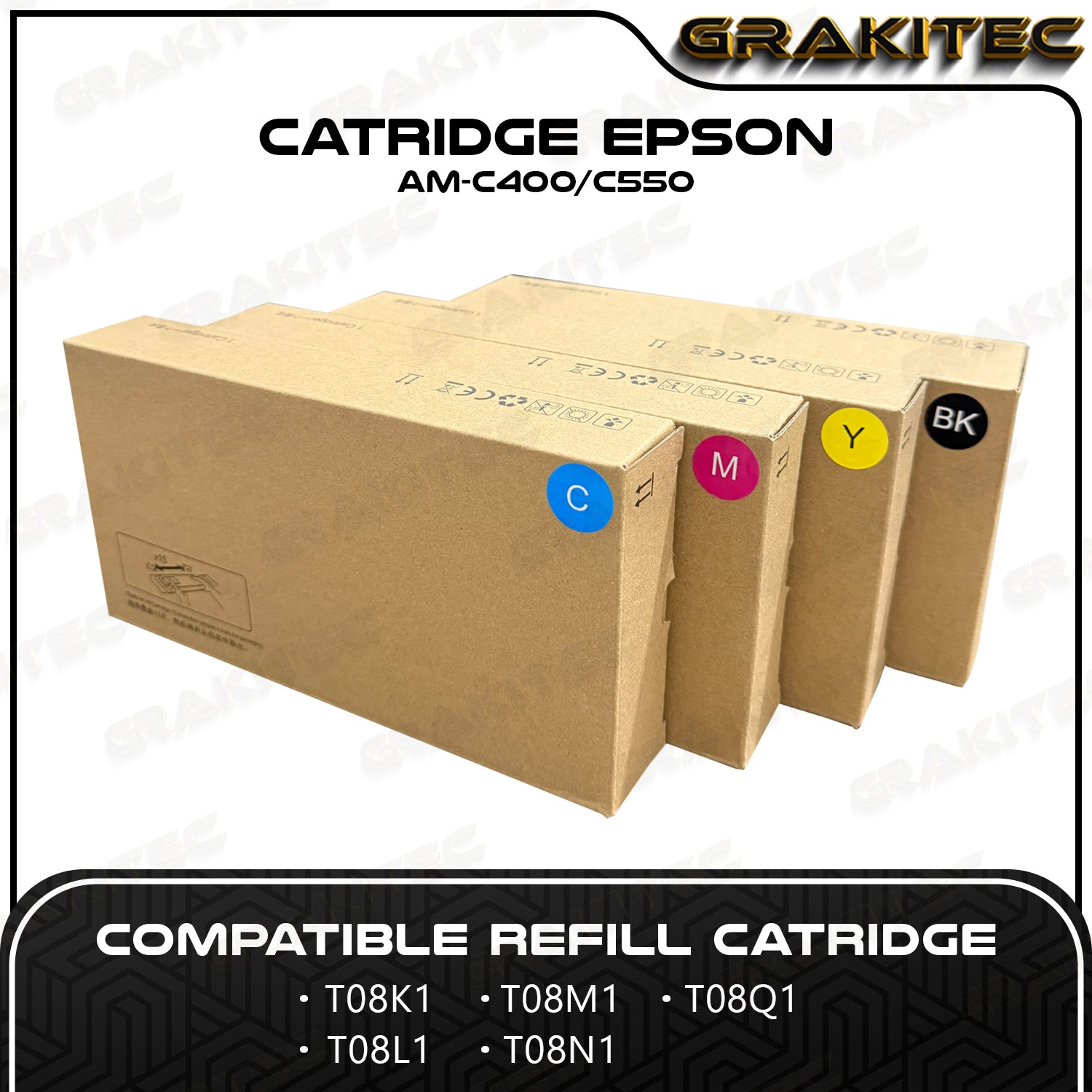 Epson Refill Catridge AMC400 C550 T08N Chipless Grakitec