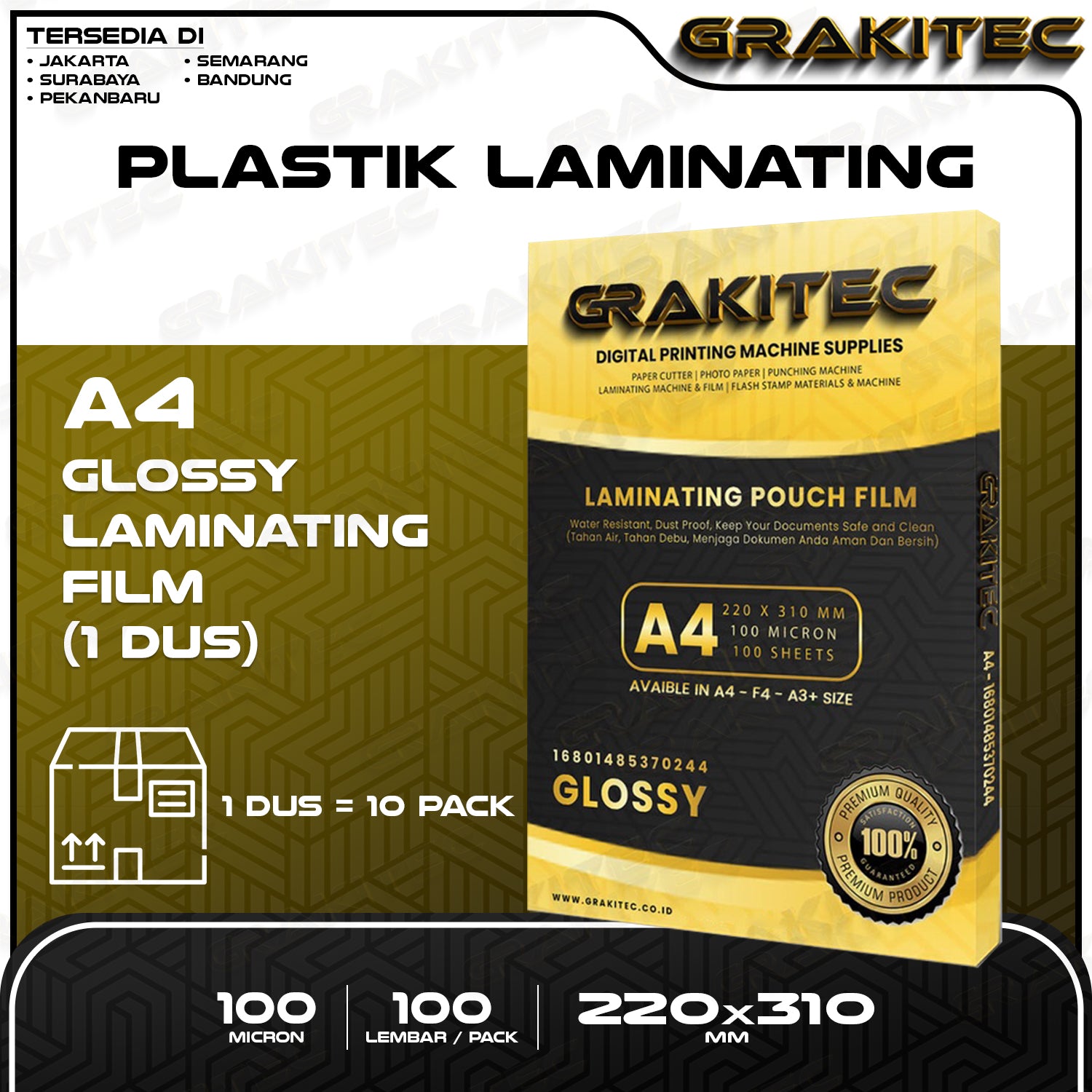 Plastik Laminating FIlm A4 / F4 / A3+ Glossy 100 MICRON Grakitec