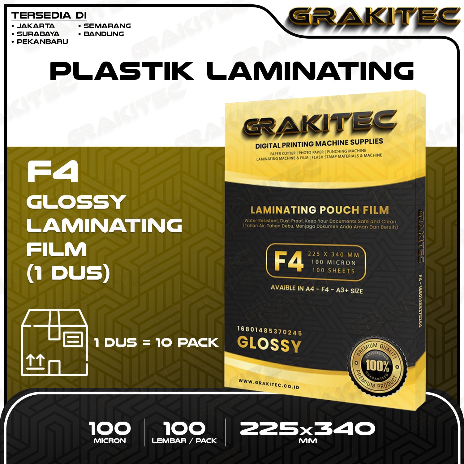 Plastik Laminating FIlm A4 / F4 / A3+ Glossy 100 MICRON Grakitec
