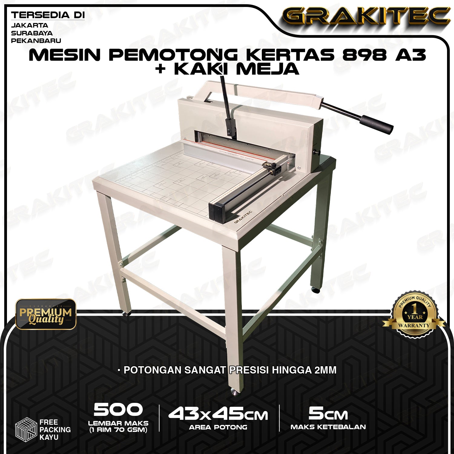 Mesin Pemotong Kertas 1 RIM 898 A3  + Kaki Meja Grakitec