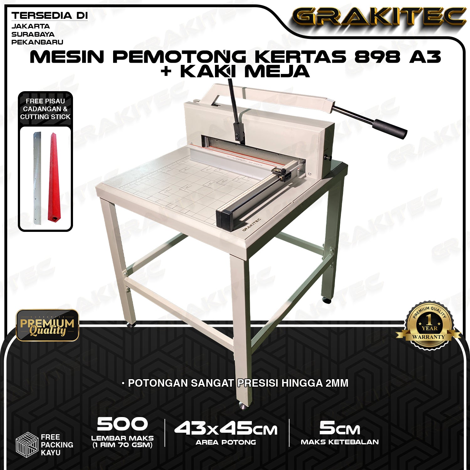 Mesin Pemotong Kertas 1 RIM 898 A3  + Kaki Meja Grakitec
