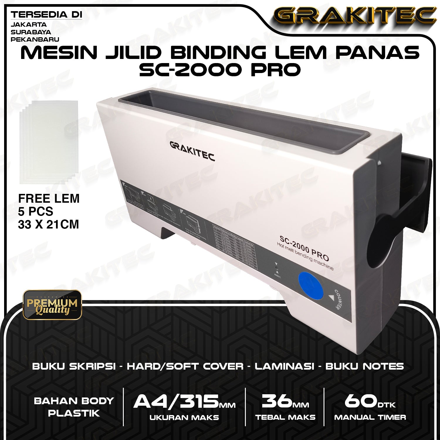 Mesin Jilid Buku Bending SC-2000 A4 Lem Panas Bending Kualitas Premium / Penerbit ( Mesin Binding untuk jilid percetakan) Grakitec