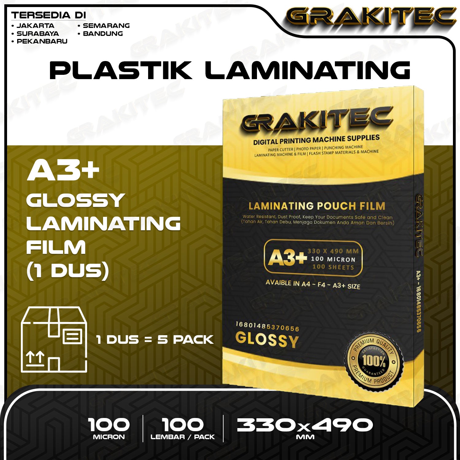 Plastik Laminating FIlm A4 / F4 / A3+ Glossy 100 MICRON Grakitec