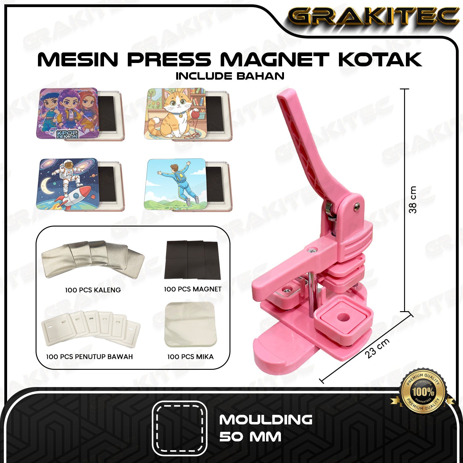 Alat Press Magnet Kotak / Square moulding 50x50mm Grakitec