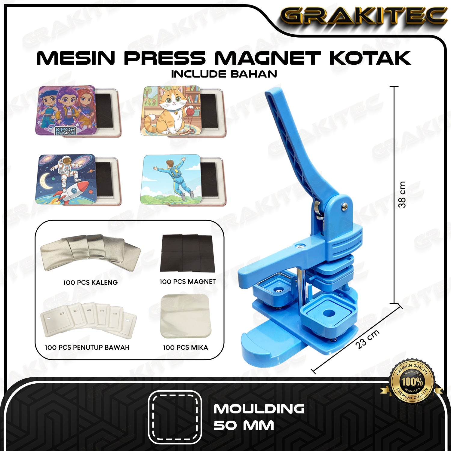 Alat Press Magnet Kotak / Square moulding 50x50mm Grakitec