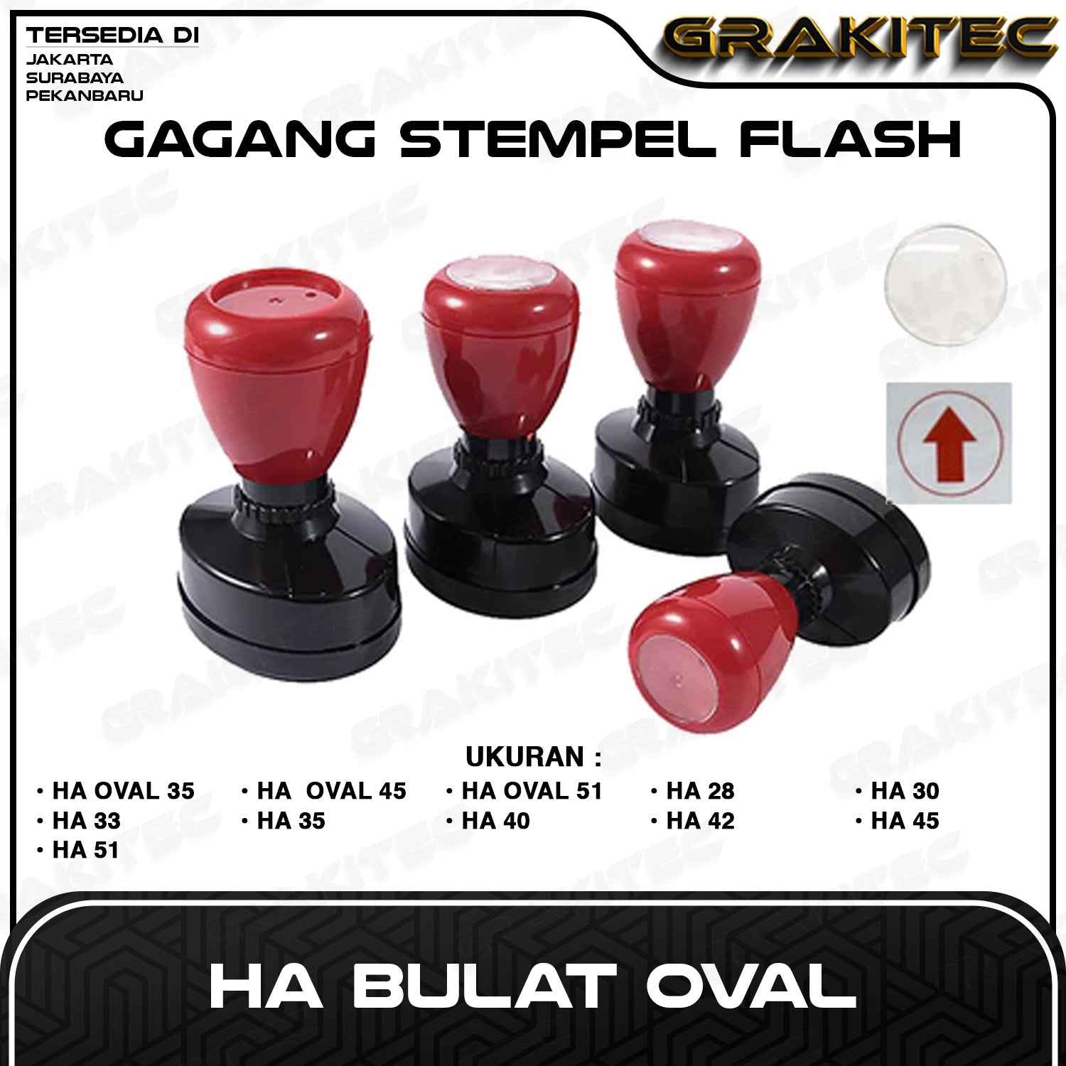 Gagang Stempel Flash HA Bulat Oval Grafika Kita