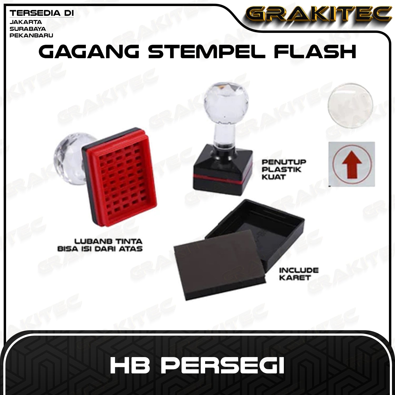 Gagang Stempel Flash Akrelik Include Karet HB 40 42 Oval 35 Petak 2050 3060