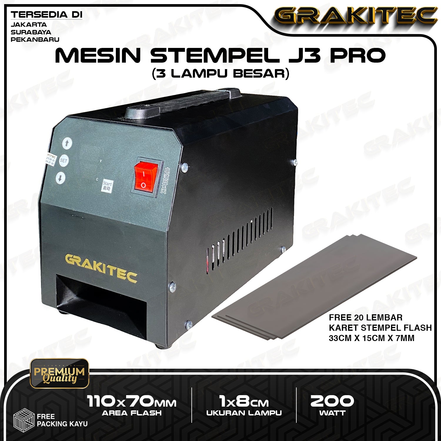 Mesin Stempel Flash GKJ3PRO 3 Lampu KUALITAS IMPORT
