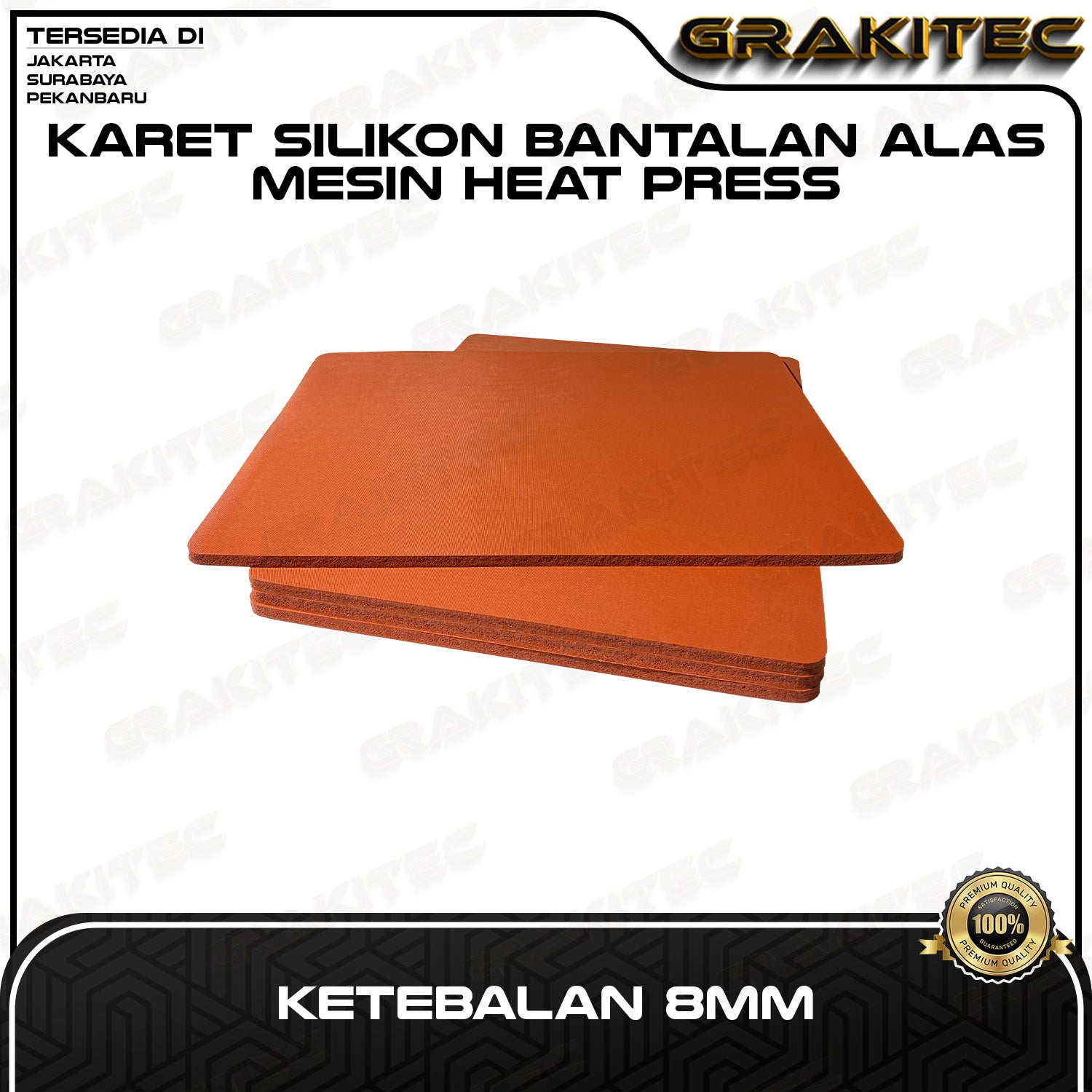 Karet Silikon Mesin Heat Press tebal 8 mm Grade A Ori Premium - Alas Mesin Press Kaos ( Silicon Rubber )